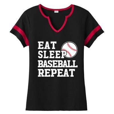 Awesome Baseball Lovers Meaningful Gift Eat Sleep Baseball Repeat Gift Ladies Halftime Notch Neck Tee