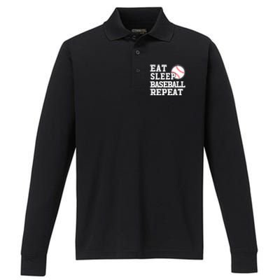 Awesome Baseball Lovers Meaningful Gift Eat Sleep Baseball Repeat Gift Performance Long Sleeve Polo