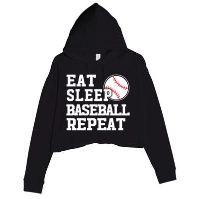 Awesome Baseball Lovers Meaningful Gift Eat Sleep Baseball Repeat Gift Crop Fleece Hoodie