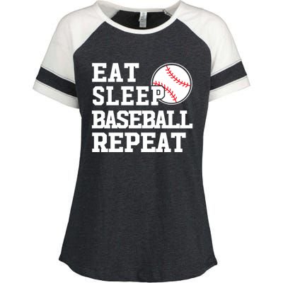 Awesome Baseball Lovers Meaningful Gift Eat Sleep Baseball Repeat Gift Enza Ladies Jersey Colorblock Tee