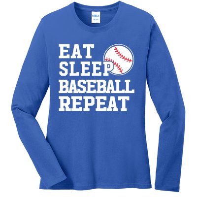 Awesome Baseball Lovers Meaningful Gift Eat Sleep Baseball Repeat Gift Ladies Long Sleeve Shirt