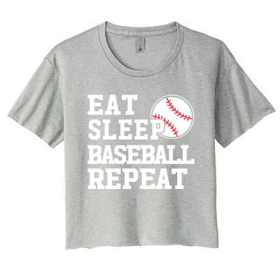 Awesome Baseball Lovers Meaningful Gift Eat Sleep Baseball Repeat Gift Women's Crop Top Tee