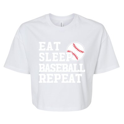 Awesome Baseball Lovers Meaningful Gift Eat Sleep Baseball Repeat Gift Bella+Canvas Jersey Crop Tee