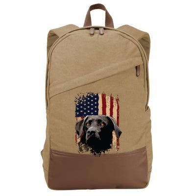 American Black Labrador USA Flag Lab Owner Cotton Canvas Backpack