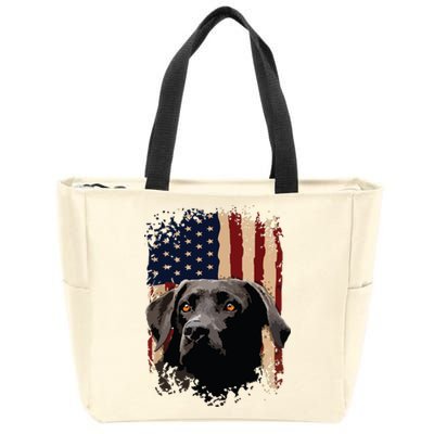 American Black Labrador USA Flag Lab Owner Zip Tote Bag