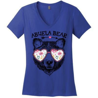 Abuela Bear Mom Grandma Cute Floral Happy MotherS Day Gift Women's V-Neck T-Shirt