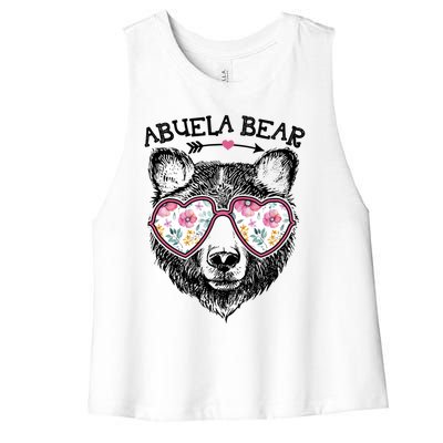 Abuela Bear Mom Grandma Cute Floral Happy MotherS Day Gift Women's Racerback Cropped Tank