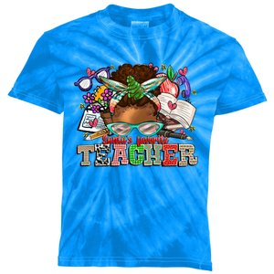 African Black Messy Bun SantaS Favorite Teacher Xmas Gift Kids Tie-Dye T-Shirt