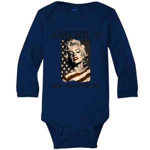 America Beautiful Marilyn My Sister Marilyn American Flag Gift Baby Long Sleeve Bodysuit