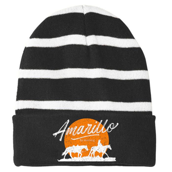 Amarillo By Morning Country Music Western Striped Beanie with Solid Band