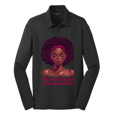 Afro Black Multiple Myeloma Cancer Warrior Gift Silk Touch Performance Long Sleeve Polo