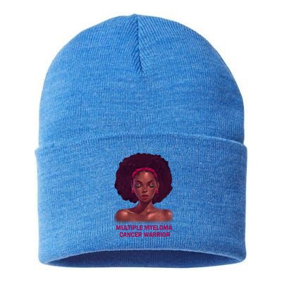 Afro Black Multiple Myeloma Cancer Warrior Gift Sustainable Knit Beanie