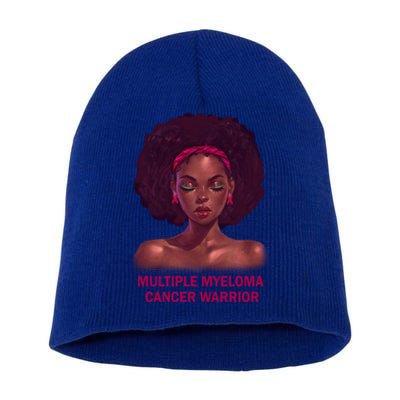 Afro Black Multiple Myeloma Cancer Warrior Gift Short Acrylic Beanie