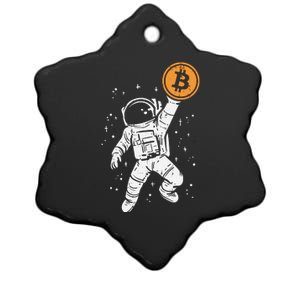 Astronaut Bitcoin Moon Funny Crypto Cryptocurrency Ceramic Star Ornament