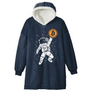 Astronaut Bitcoin Moon Funny Crypto Cryptocurrency Hooded Wearable Blanket