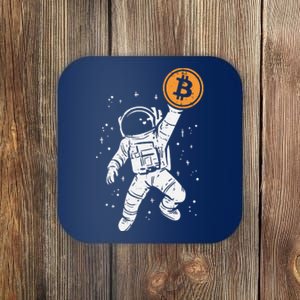 Astronaut Bitcoin Moon Funny Crypto Cryptocurrency Coaster