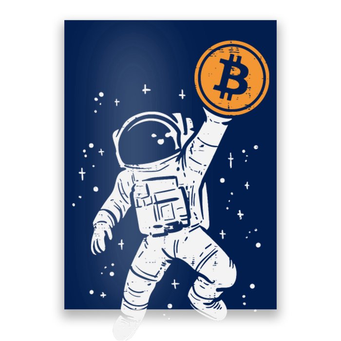 Astronaut Bitcoin Moon Funny Crypto Cryptocurrency Poster