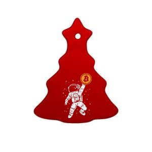 Astronaut Bitcoin Moon Funny Crypto Cryptocurrency Ceramic Tree Ornament