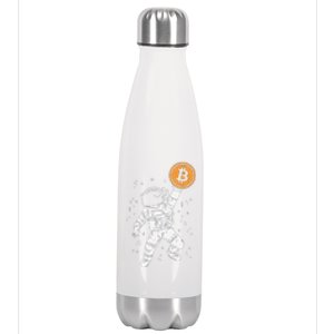 Astronaut Bitcoin Moon Funny Crypto Cryptocurrency Stainless Steel Insulated Water Bottle