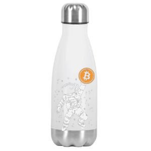 Astronaut Bitcoin Moon Funny Crypto Cryptocurrency Stainless Steel Insulated Water Bottle