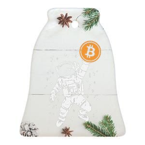 Astronaut Bitcoin Moon Funny Crypto Cryptocurrency Ceramic Bell Ornament