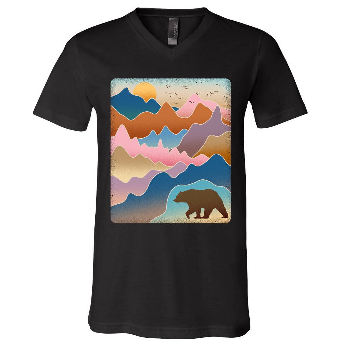 Abstract Bear Mountain Wilderness V-Neck T-Shirt