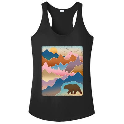 Abstract Bear Mountain Wilderness Ladies PosiCharge Competitor Racerback Tank