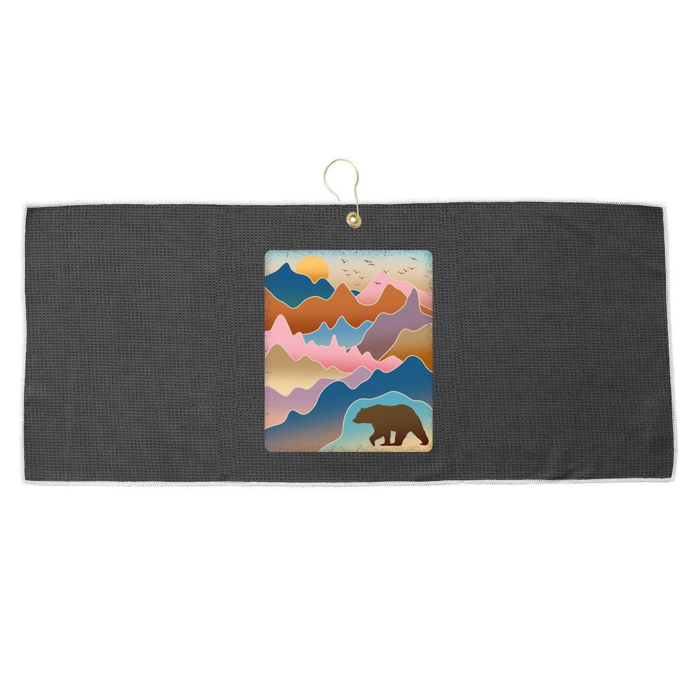 Abstract Bear Mountain Wilderness Large Microfiber Waffle Golf Towel