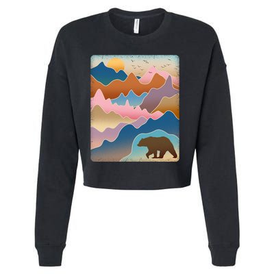 Abstract Bear Mountain Wilderness Cropped Pullover Crew