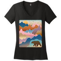 Abstract Bear Mountain Wilderness Women's V-Neck T-Shirt
