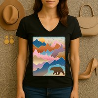 Abstract Bear Mountain Wilderness Women's V-Neck T-Shirt