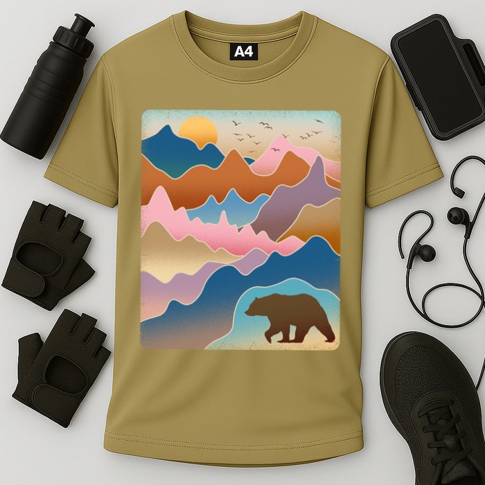 Abstract Bear Mountain Wilderness Cooling Performance Crew T-Shirt