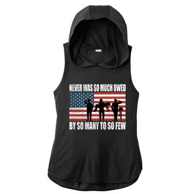 America Brave Military Soldier Us Flag Veteran Cool Gift Ladies PosiCharge Tri-Blend Wicking Draft Hoodie Tank