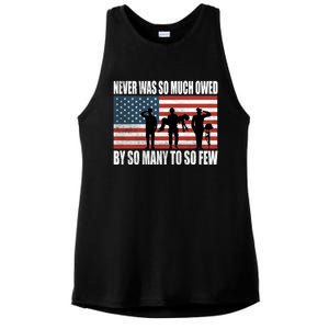 America Brave Military Soldier Us Flag Veteran Cool Gift Ladies PosiCharge Tri-Blend Wicking Tank