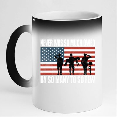 America Brave Military Soldier Us Flag Veteran Cool Gift 11oz Black Color Changing Mug