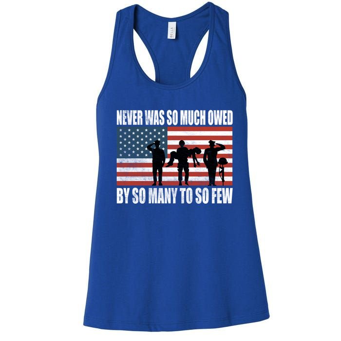 America Brave Military Soldier Us Flag Veteran Cool Gift Women's Racerback Tank