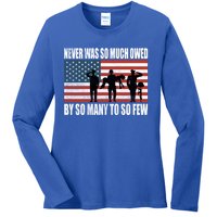 America Brave Military Soldier Us Flag Veteran Cool Gift Ladies Long Sleeve Shirt