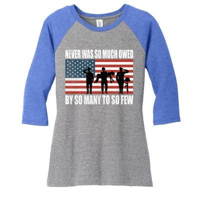 America Brave Military Soldier Us Flag Veteran Cool Gift Women's Tri-Blend 3/4-Sleeve Raglan Shirt