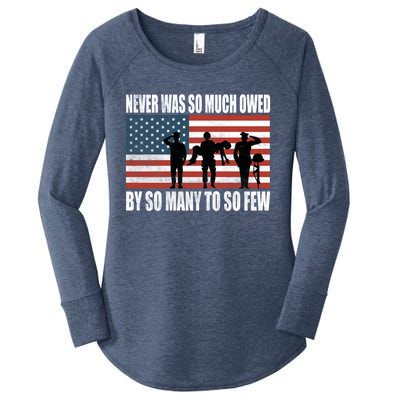 America Brave Military Soldier Us Flag Veteran Cool Gift Women's Perfect Tri Tunic Long Sleeve Shirt