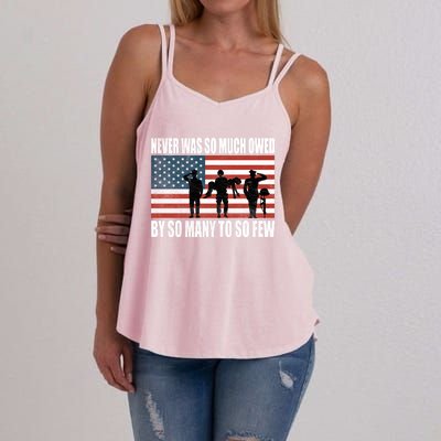 America Brave Military Soldier Us Flag Veteran Cool Gift Women's Strappy Tank