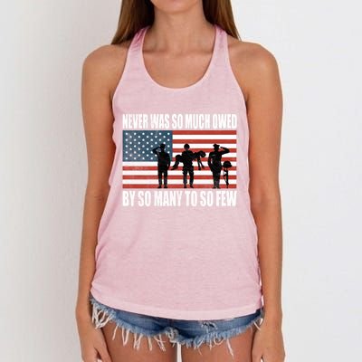 America Brave Military Soldier Us Flag Veteran Cool Gift Women's Knotted Racerback Tank