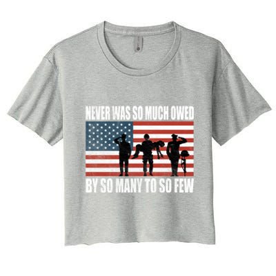 America Brave Military Soldier Us Flag Veteran Cool Gift Women's Crop Top Tee