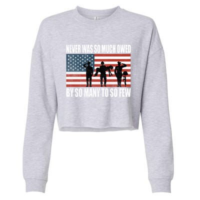 America Brave Military Soldier Us Flag Veteran Cool Gift Cropped Pullover Crew