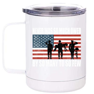 America Brave Military Soldier Us Flag Veteran Cool Gift 12 oz Stainless Steel Tumbler Cup