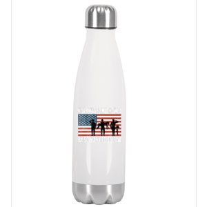 America Brave Military Soldier Us Flag Veteran Cool Gift Stainless Steel Insulated Water Bottle