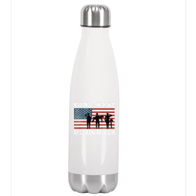 America Brave Military Soldier Us Flag Veteran Cool Gift Stainless Steel Insulated Water Bottle