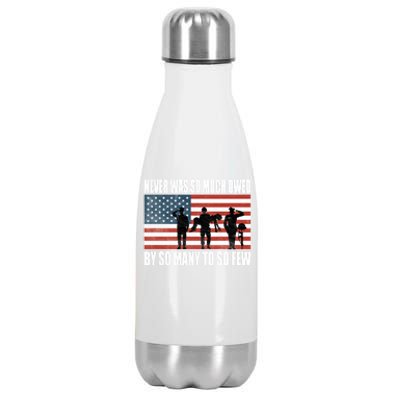 America Brave Military Soldier Us Flag Veteran Cool Gift Stainless Steel Insulated Water Bottle