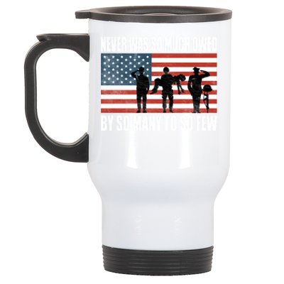 America Brave Military Soldier Us Flag Veteran Cool Gift Stainless Steel Travel Mug