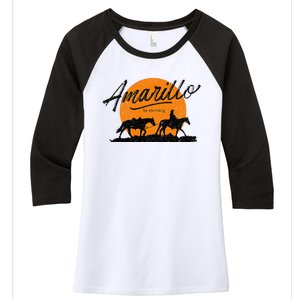 Amarillo By Morning Country Music Western Women's Tri-Blend 3/4-Sleeve Raglan Shirt