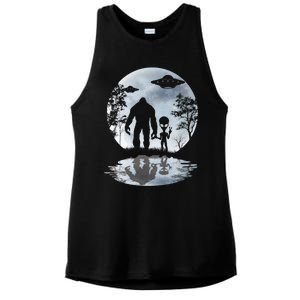 Alien Bigfoot Moon Sasquatch Ufo Extraterrestrial Funny Gift Ladies PosiCharge Tri-Blend Wicking Tank